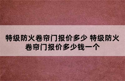 特级防火卷帘门报价多少 特级防火卷帘门报价多少钱一个